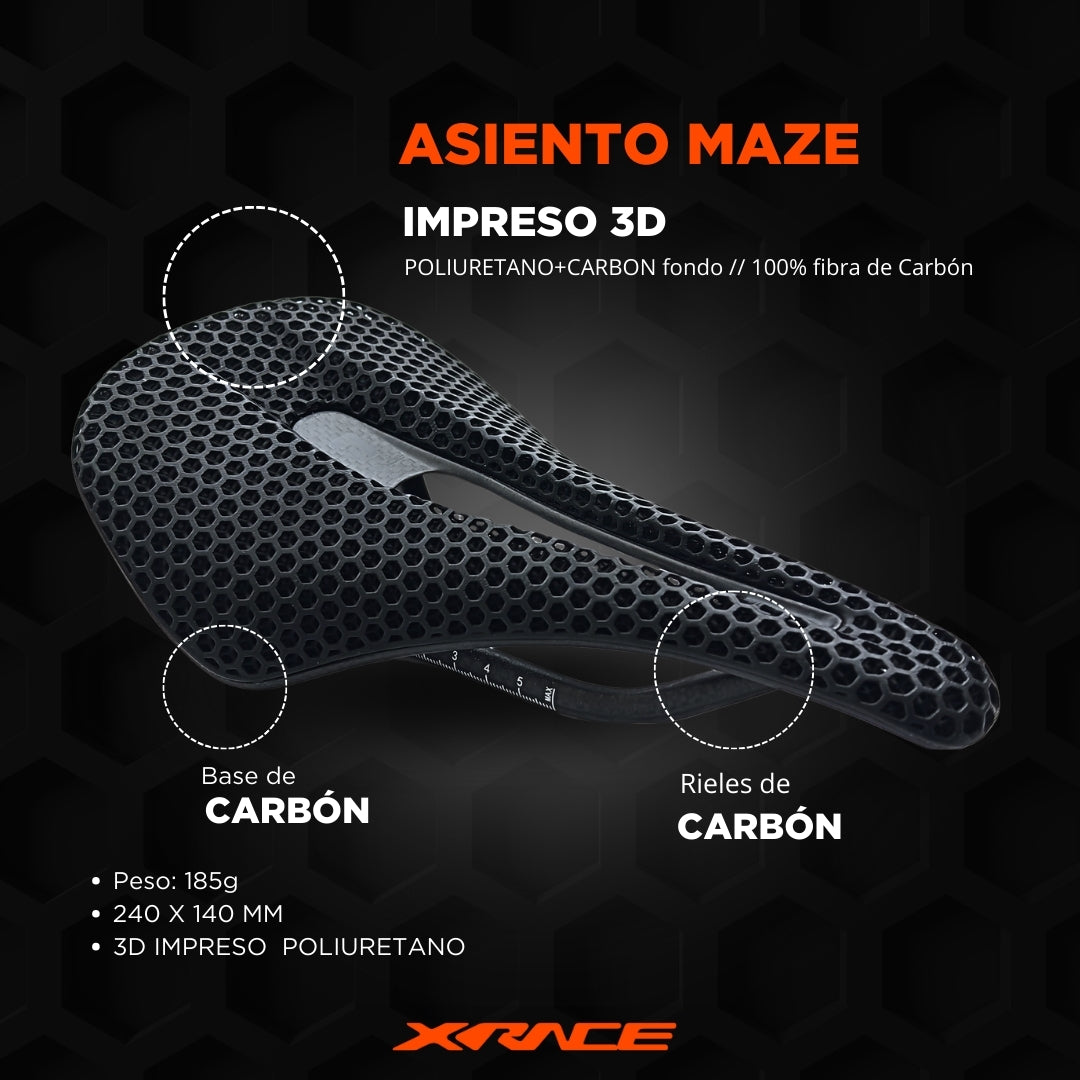 Asiento MTB X-Race Maze Full Carbon 3D Negro