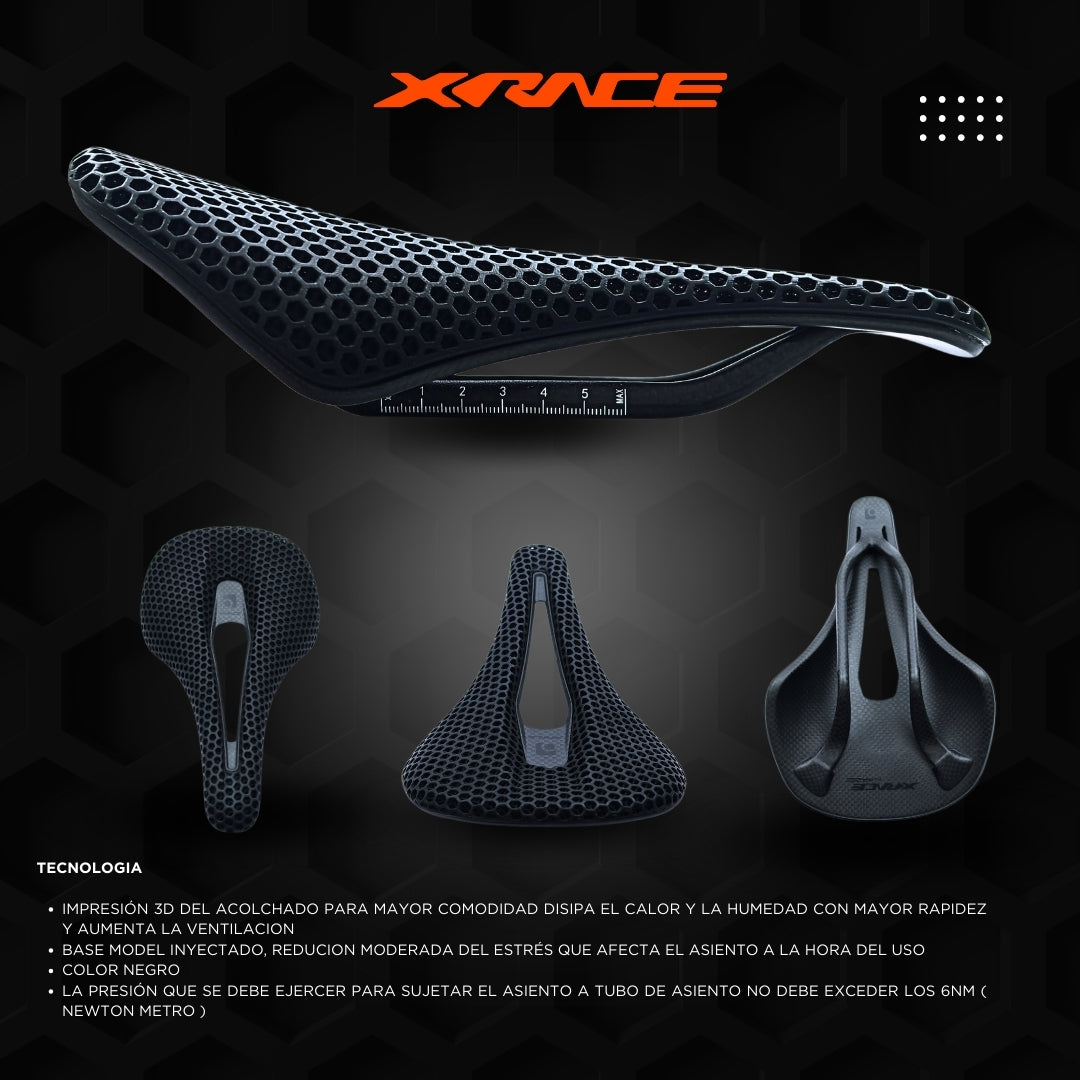 Asiento MTB X-Race Maze Full Carbon 3D Negro