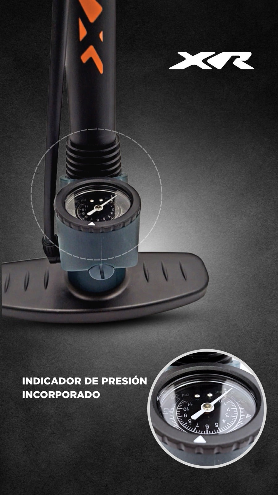 Inflador de Piso X-Race Indicador Doble Funcion