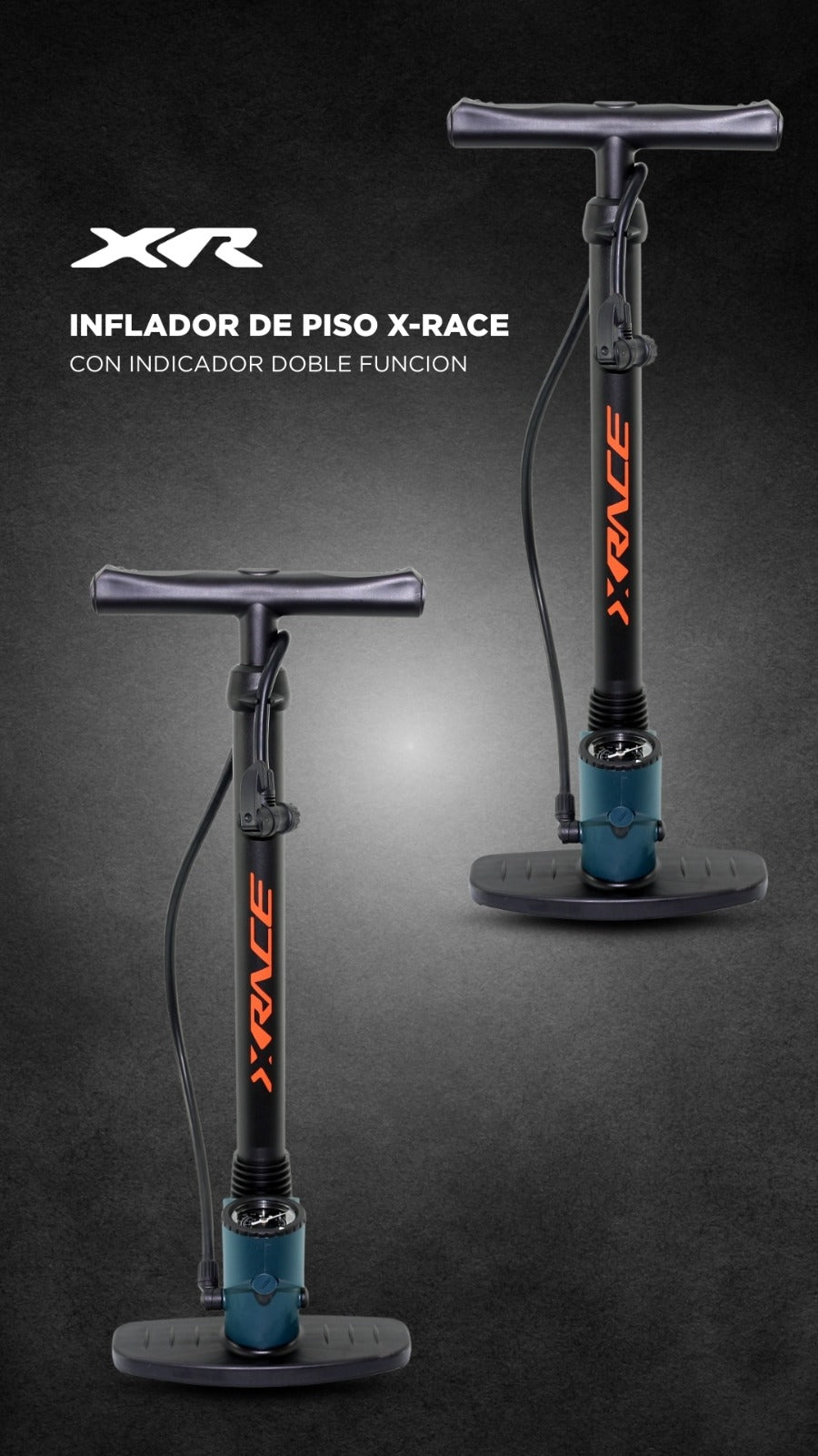 Inflador de Piso X-Race Indicador Doble Funcion