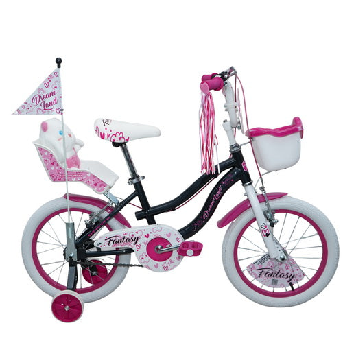 Bicicleta Infantil niña Negro Rosa SuperPro Fantasy