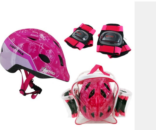 Casco BC Funny con Bolso de Niña protección coderas y rodilleras diseño Cartoon